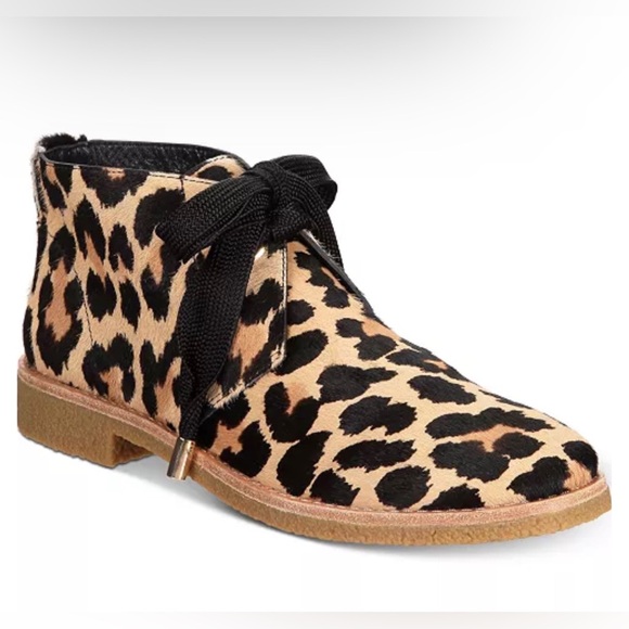 Kate Spade New York Women's Barrow Leopard-Print Lace-Up Chukka Booties Size 9 M - Picture 1 of 11